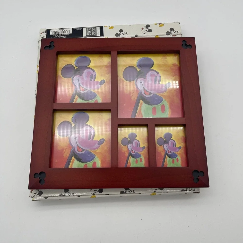 Disneyland Resort Mickey Mouse 4-Opening Multi Square Walnut Wood‎ Picture Frame